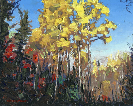 Autumn Morning with Poplars