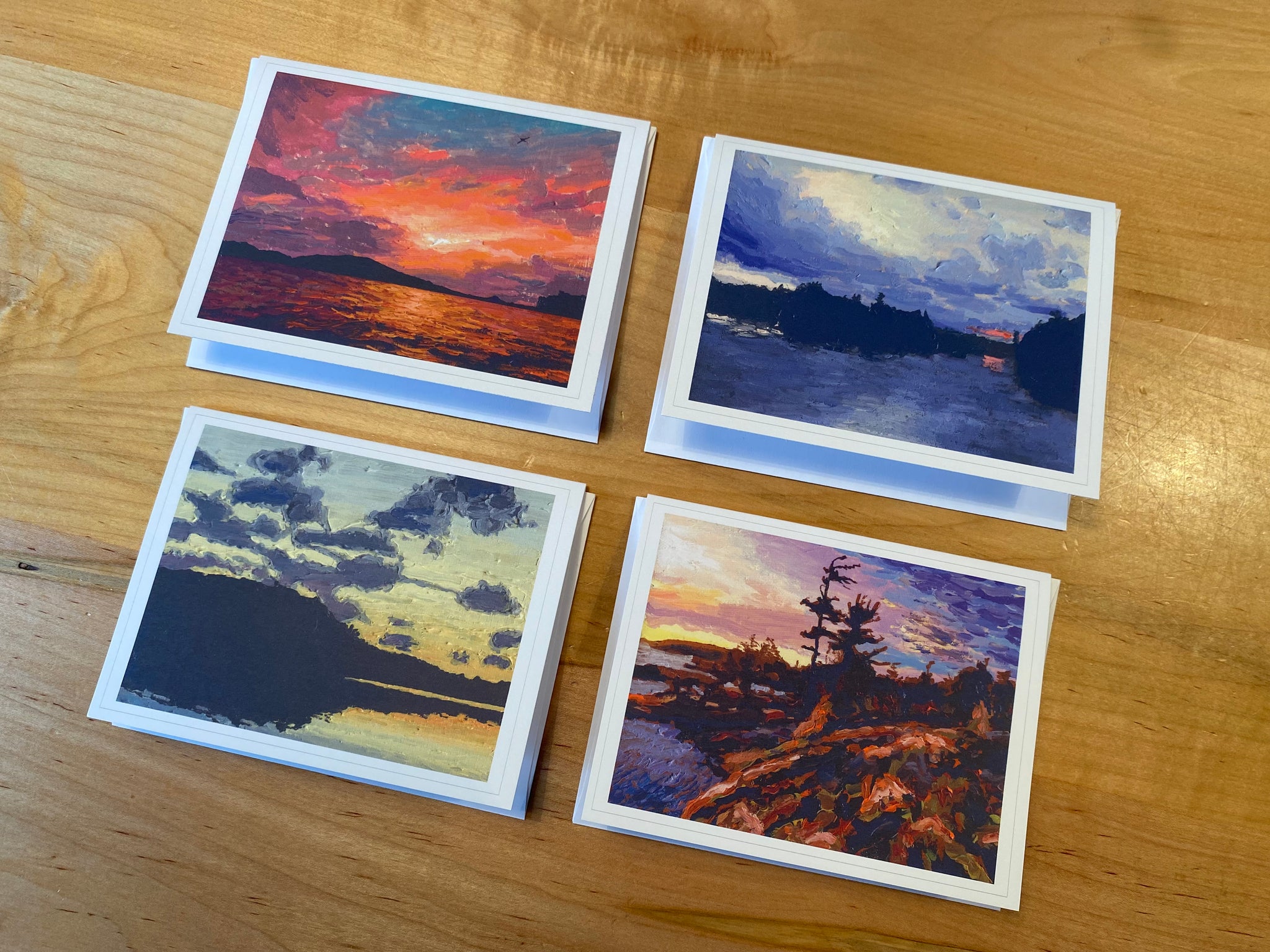 Set of Four Sunset Notecards