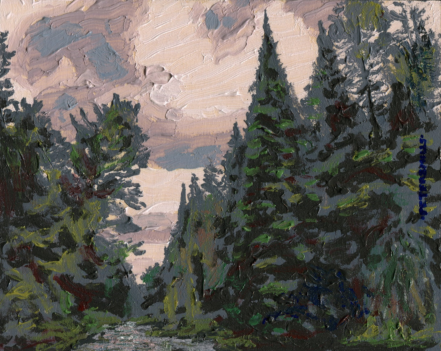 River with Evergreen Shore