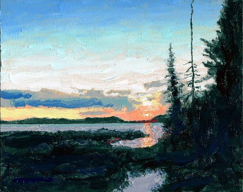 Sunset and Marshy Shoreline